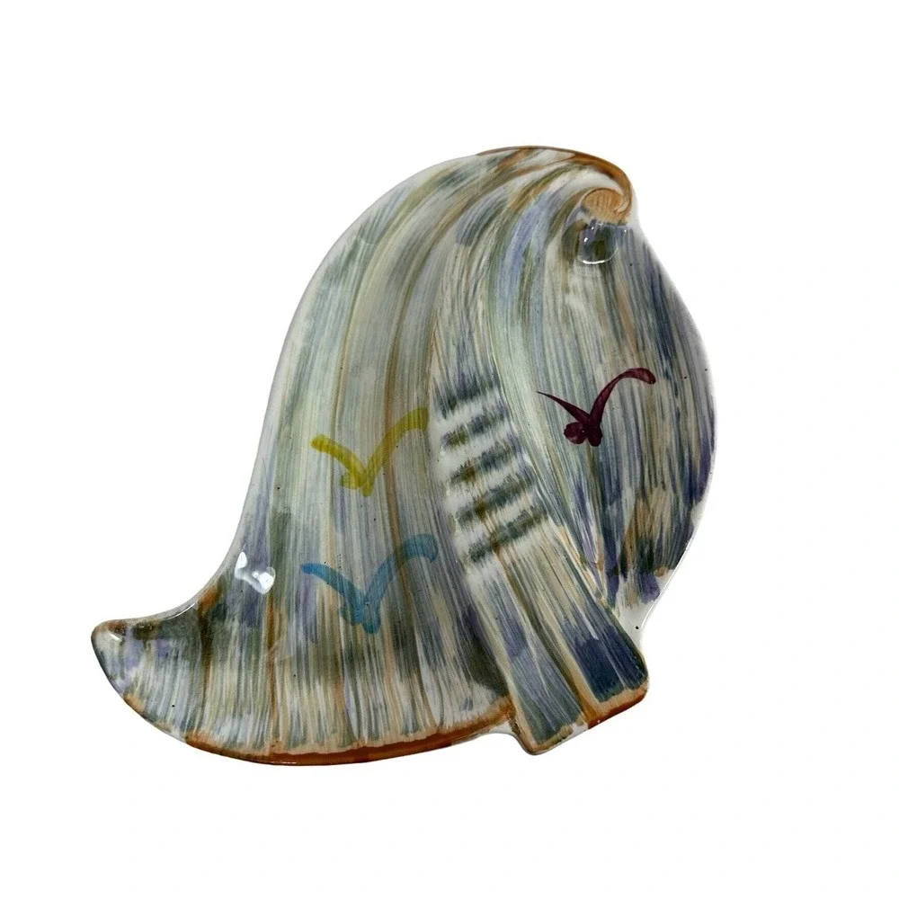 Vintage Ceramic Trinket Dish Decorative Plate Bird Design Accent‎ Ashtray